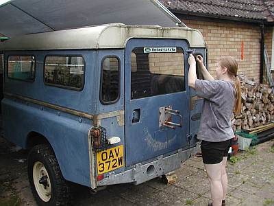 Beth sorts out 
the rear door bolts