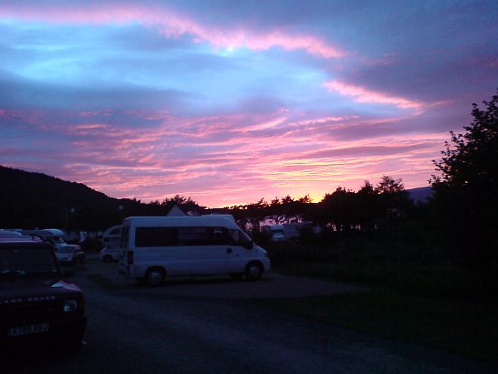 Sunset over the camp site on Mull