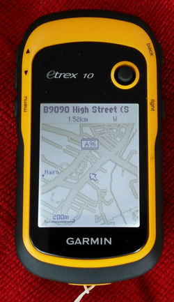 eTrex 10 showing map of Nairn