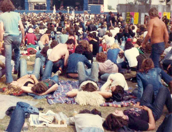 Chilling between bands (C) Ferg Ranson 1980