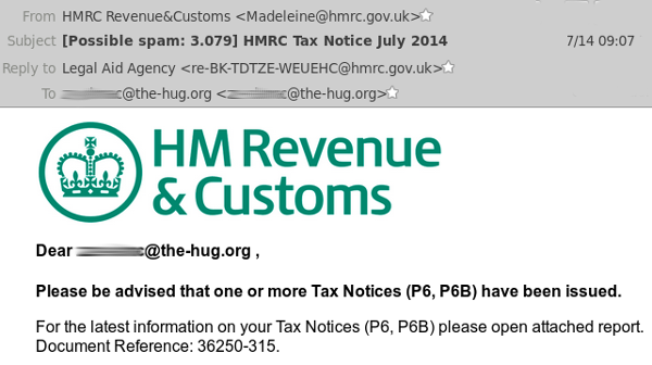 HMRC email to CalMac email address